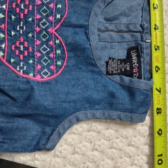 Limited Too Baby Denim Romper Heart Graphic Size 12M - Picture 5 of 7